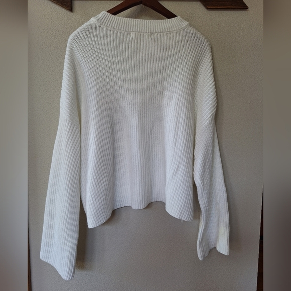 NWT Moon + Madison White/Peach Crocheted Summer Logo Sweater Womens XL - Picture 7 of 7